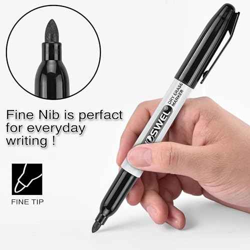 Dry Erase Markers,24 Pack Black Fine Tip Whiteboard Markers, Round Point Low Odor Dry Erase Marker for School Office and Home