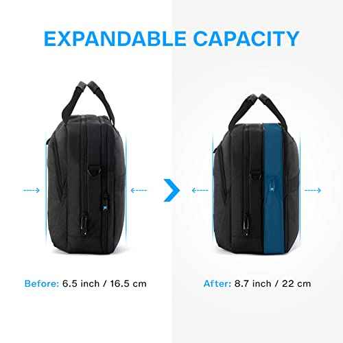 BAGSMART 17.3 Inch Laptop Bag, Expandable Computer Bag Laptop Briefcase Men Women,Laptop Shoulder Bag,Work Bag Business Travel Office, Black