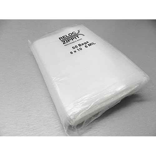 Reloc Zippit Bags 8"x10" Clear Heavy Duty 6 Mil Thick Reclosable Per Pack of 50
