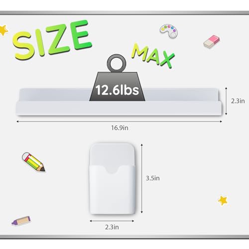 White Magnetic Book Shelf with Pen Holder for Whiteboards - 2 Pack