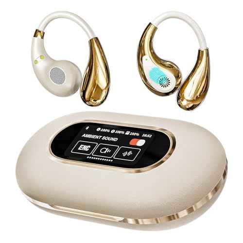Language Translation Earbuds with Display, 3-in-1 AI Translator Earbuds, Real Time 144 Language Translator Earbuds for iOS and Android, Suitable for Business Travel Study (Beige)