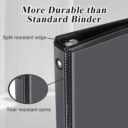 0.5-inch Round Ring Binder, Durable 1/2'' 3 Ring Binder Fit Letter Size Paper, Presentation View Binders, Black,12-Pack