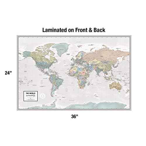 Laminated World Odyssey Map Poster | Executive Style Map | Includes The Most Legible Location Labels | 36¡± x 24¡± | Shipped Rolled in a Tube, Not Folded | Great for The Home or Classroom