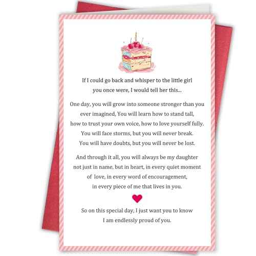 Inspirational Birthday Card for Daughter, Poem Birthday Card from Mom Dad, 18th 21st 30th 40th 50th Birthday Gift Ideas for Daughter