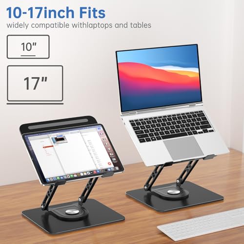 GleYo Black Rectangle Adjustable Laptop Stand - 360° Rotating, Foldable & Portable, Ergonomic Mount for MacBook Air/Pro 16 inch