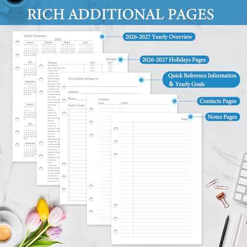 2026 Monthly Planner Refill, A5 Medium Planner Inserts for 6 Holes, 5.5"x8.5", Jan. 2026 - Dec. 2026, 12 Monthly Calendars with Laminated Tabs, 6-Hole Punched