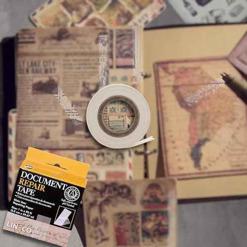 Lineco Archival Document Repair Tape, Repairs Paper Documents, Book Pages, Maps, Ephemera, Photos and Printed Artwork. Ideal for Family Archivist, Acid-Free Translucent Tape 1" x 98', Pack of 2