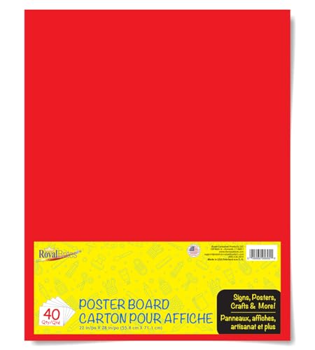 Royal Brites Red Poster Board 22x28 in - 40 Sheets, Water & Fade Resistant
