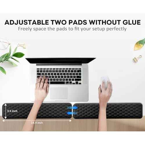 JIKIOU L-Shaped Desk Elbow Pad for Desk, Memory Foam Elbow Support Padding with Non-Slip, 2 Pack Ergonomic Desk Edge Cushion, Wrist Comfort Support for Office Home Black