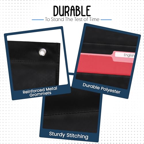 Essex Wares 5 Pocket File Folder Organizer - Black, 14x24 inch Hanging Wall Chart