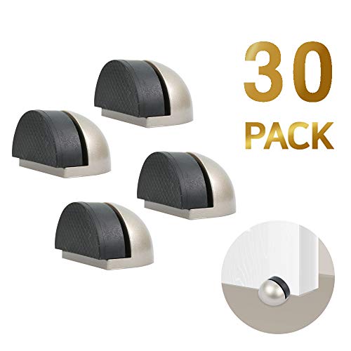 Floor Door Stopper with Rubber pad 4pack, Semicircle Shaped Door Stopper, Protecting Wall (2inch x 30pack, Dark Grey)