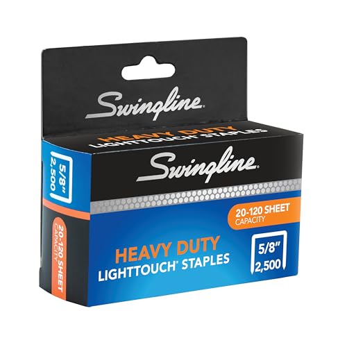Swingline Heavy Duty Staples 5/8" 120-Sheet, 100/Strip, 2500/Box, Light Touch