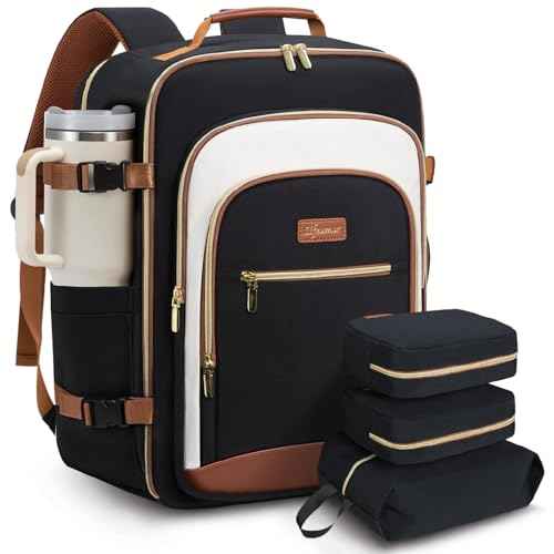 40L Travel Backpack for Women, Carry On Bag Flight Approved, Waterproof Backpacks with 3 Packing Cubes, Weekender Personal Item Backpack for Airplane Travel Essentials, TSA Approved