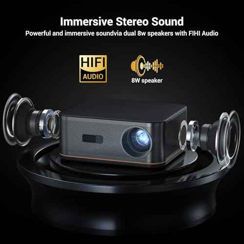 2000 ANSI 4K Full HD Projector with WiFi and Bluetooth, HAPPRUN Movie Home Theater with Auto Focus, 300'' Display for Indoor/Outdoor, Smart Proyector Compatible with Phone/TV Stick/PC/PS5