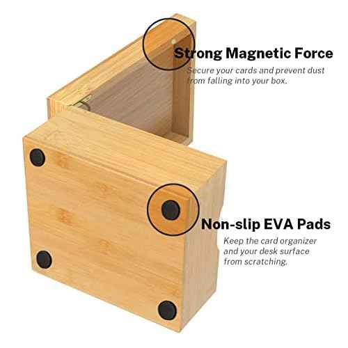 Neando Extra-Large Bamboo Index Card Organizer for 5x8 Cards ? Wooden Storage Box with Lid, 4 Compartments, 600-Card Capacity, Includes 20 Tabbed Guides ? Natural Filing Box for Home & Office