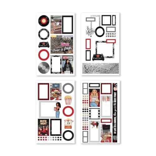 Rongrong My Favorite Things Planner Sticker Book ? Stickers for Planners, Journals & Scrapbooks ? 24 Pages ? Inspired by Music Lovers & Movie Night Vibes