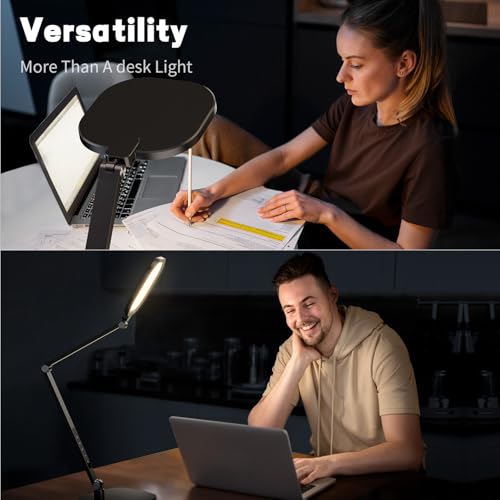 LitONES Black LED Desk Lamp with Webcam Light, Adjustable Edge-Lit Office Lighting