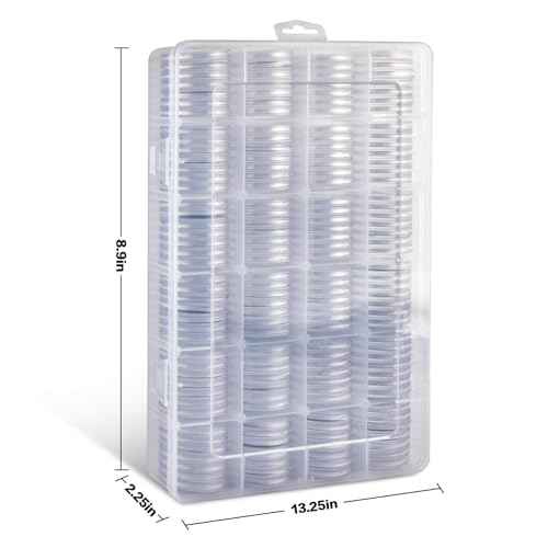 Coin Capsules 46mm with Foam Gasket and Plastic Storage Organizer Box, 6 Sizes (20/25/27/30/38/46 mm) Coins Collector Case Holder for Collection Supplies-168 Pieces