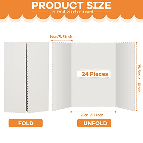 Ctosree 24 Pack 14 x 22 Inch White Tri Fold Poster Boards for Classroom & Presentation