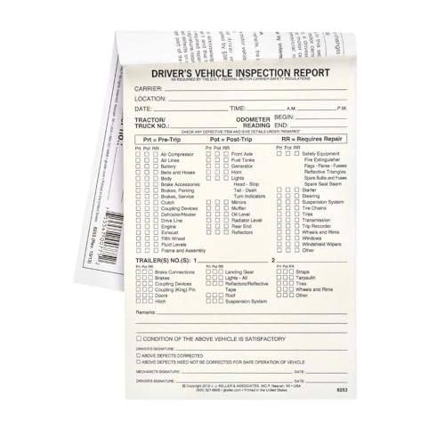 J. J. Keller DVIR Driver Inspection Report 5-Pack – Pre & Post Trip Forms