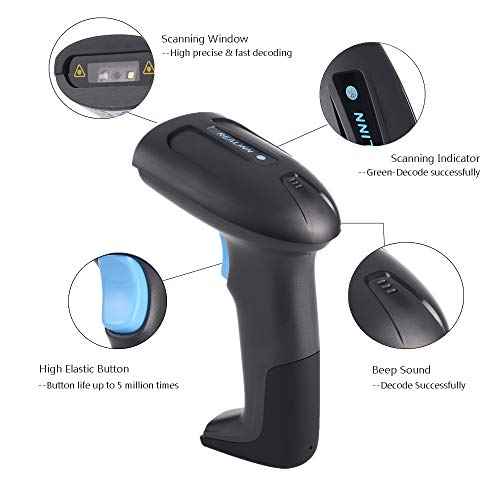 REALINN USB 2D QR Barcode Scanner Wired, Automatic Handheld Code Reader Dustproof Waterproof Shockproof Plug and Play Fast and Precise for Mobile Payment, Store, Supermarket, Warehouse