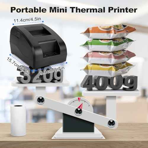 Gugxiom 58mm Thermal Receipt Printer, Portable Mini Thermal Printer, Bluetooth Receipt Imprimeur for Supermarket Restaurant Retail Sales Kitchen, Compatible with Linux/Windows/Android/iOS