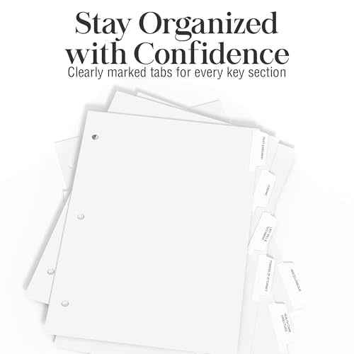 Estate Planning Binder Dividers with Tabs - Pre-Labeled, Laminated Dividers for 3 Ring Binder Dividers with Tabs | Organize Wills, Trusts, Legal, and Financial Documents | 10 Sets x 6 Tab Dividers