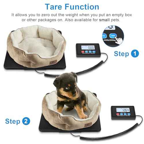 Fuzion Shipping Scale, 440LB x 10g High Accuracy Postal Scale, Hold/Tare Function, Digital Shipping Postal Scale for Packages, Postage, Luggage, Mailing, Battery & AC Adapter Included