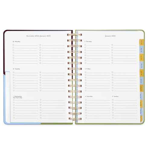 kate spade new york Daily Planner 2026 Large Agenda January-December 2026, Hardcover Weekly and Monthly Spiral Planner with Stickers (Book Club)
