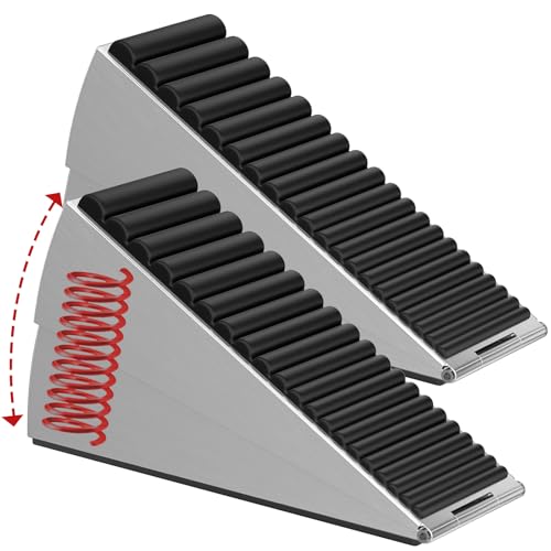 Optish 2-Pack Heavy-Duty Door Stopper - Adjustable 3in Stainless Steel Wedge, Fits Any Heavy Door (Silver)