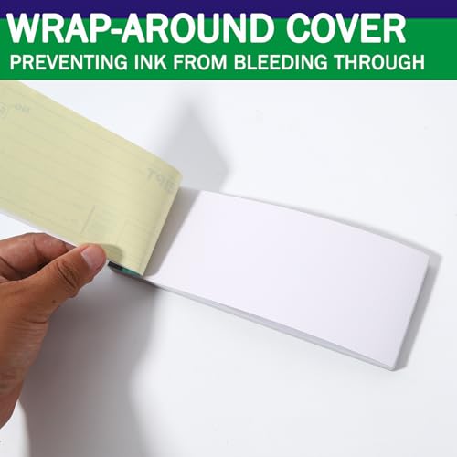 Gimehome 50-Set Carbonless Receipt Book 7.5 x 2.75 in, White & Canary, Bound Wraparound Cover, 2-Part, 3-Pack (Variation 3)