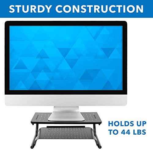 Mount-It! 2 Tier Desk Organizer Riser | Computer Monitor Stand with Keyboard Storage Shelf for Desktops, Laptops, Printers, Home Office Space Saver (2 Shelves)