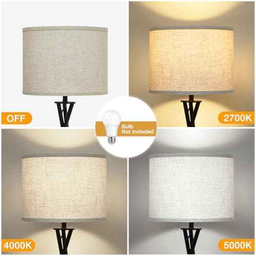 Tripod Floor Lamp Black, 61¡± Tall Floor Lamps, Standing Lamp with Rotary Switch, Modern Floor Lamp Simple Design with Beige Shade, Floor Lamps for Living Room, Bedroom, Office, Without Bulb