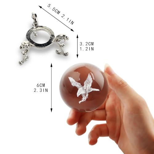 Eagle 3D Laser Engraved Crystal Ball Paperweight 60mm with Stand - Clear Gift