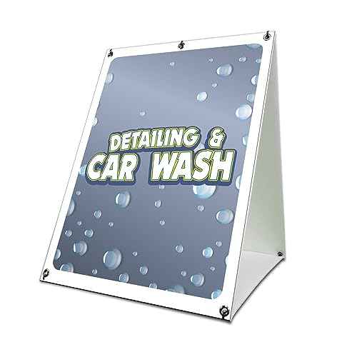Detailing and Car Wash 24" x 36" A-Frame Sidewalk Sign| Advertise Your Business | Images On Both Sides | Auto Detailing Hand Detail | Made in The USA