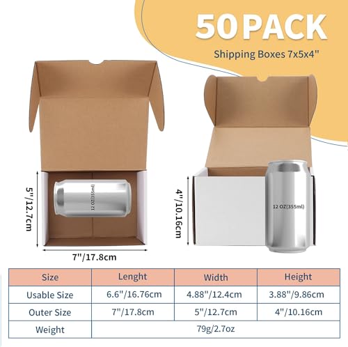 ZBEIVAN 7x5x4 White Shipping Boxes Set of 50 - Corrugated Mailer Packaging for Small Business