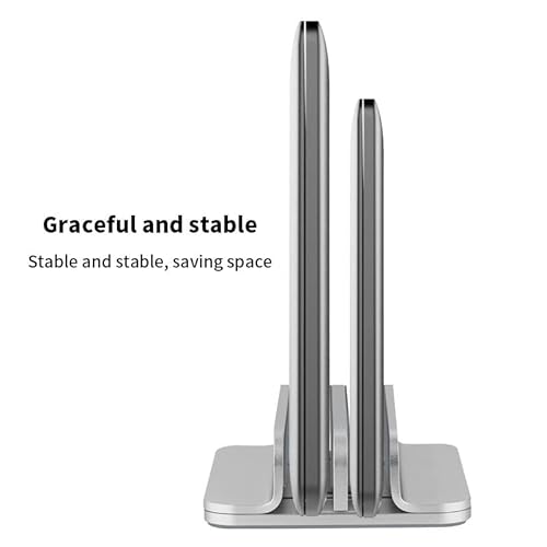 Aluminum Alloy Double Slot Storage Port Vertical Laptop Stand£¬laptop stand for desk£¬adjustable laptop stand£¬Applicable to all MacBook models