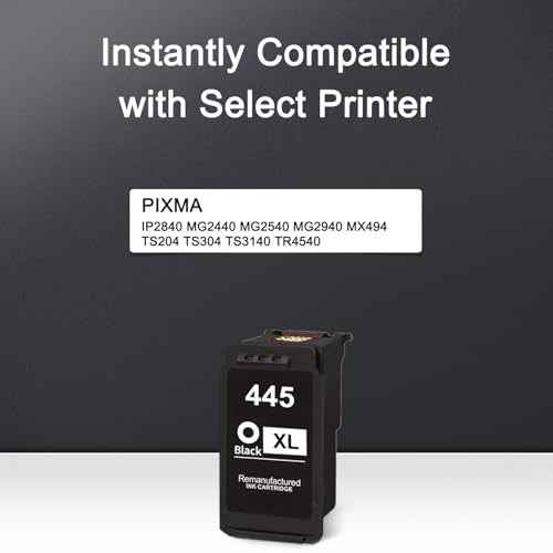 PG-445XL Black Ink Cartridge Replacement for Canon 445XL PG445 High Yield for MG2440 MG2540S MG2545S MG2940 TS204 TS304 MX494 TR4540 IP2840 Printer (1 Black)
