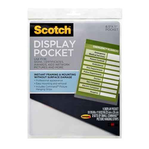 Display Pocket, Removable Interlocking Fasteners, Plastic, 8-1/2 x 11, Clear, Sold as 1 Each, 6PACK , Total 6 Each