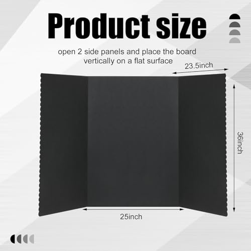 Paterr Black Trifold Display Board for Presentations & Projects 72x36 Inches