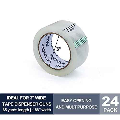 PANDRI Clear Packing Tape, 24 Rolls Heavy Duty Packaging Tape for Shipping Packaging Moving Sealing, 1.88 inches Wide, 65 Yards Per Roll, Total 1560 Yards