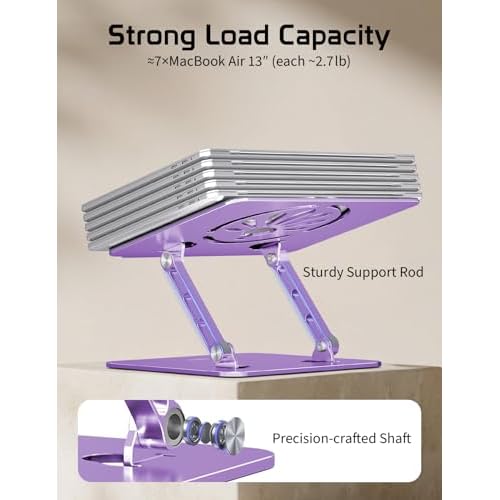 Aluminum Laptop Stand for Desk ? Adjustable Ergonomic Laptop Riser, Foldable & Portable Holder Fit for MacBook & 10"-16" Laptops for Office, Home & Travel,Purple
