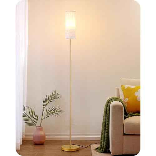 EDISHINE Floor Lamps for Living Room, 63.7in Minimalist Standing Lamp with Foot Pedal Switch, Modern Floor Lamp for Bedroom, Office, Nursery, 3 Color Temperature, 9W Bulb Included, Gold