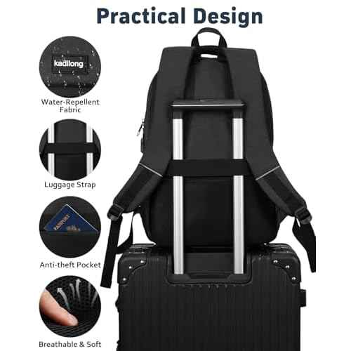 17.3 Inch Laptop Backpack Men for Student Teen Boy,School Bookbag Schoolbag College Computer Bag with USB Charging Port for Work Business Middle High School,Black