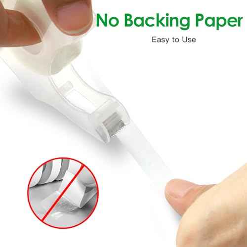 Double Sided Tape Light Duty, 4 Pack, 1/2 x 300 inches, Narrow Double Stick tape with Dispenser for Crafts, Arts Projects, Gifts Wrapping, Alternative to Scrapbook Tape, Office and School Supplies.