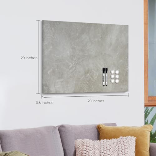 Dry Erase Board for Wall, 28'' x 20'' Decorative Magnetic Magnet Board, White Board, Display Board for Home & Office Decor - Concrete