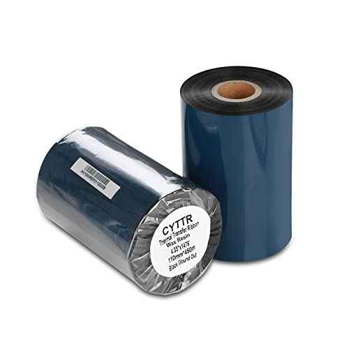 Thermal Transfer Printer ribbon-1ROLL 4.33" x 1476'/110mm x 450m Black Wax Resin Ribbons 1"Core Ink Out for Zebra ZT410 ZT420 ZM400 Sato Datamax Tsc TEC Printer
