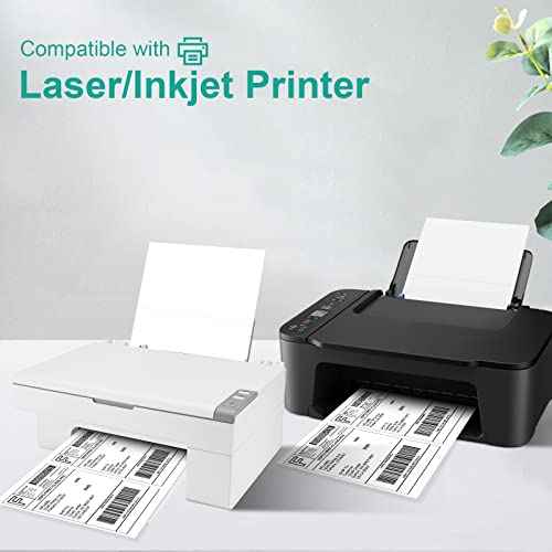 MFLABEL Half Sheet Shipping Labels - 200 Self Adhesive Sticker Sheets for Laser & Inkjet Printers, Waterproof & Smudge-Free, with 12 Free Fragile Labels for Packaging, Shipping and Crafting