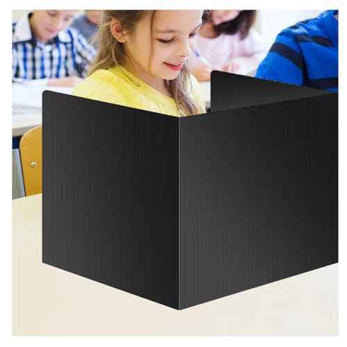 2 Pack Desk Dividers for Students - Durable & Waterproof Plastic Study Carrel Divider, Classroom Folders Teacher Supplies, Easy-to-Clean Plastic Privacy Shield Folder Boards for Student Desks, Black