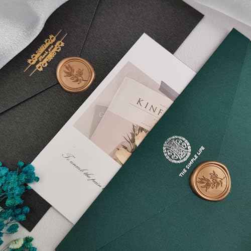50 Pcs Antique Gold Wax Seal Stickers Self- Adhesive Wedding Invitation Seal Stickers, Perfect for Wedding Invitation, Envelopes Christmas Cards, Gift Wrapping, Good Adhesion and Easy to Use